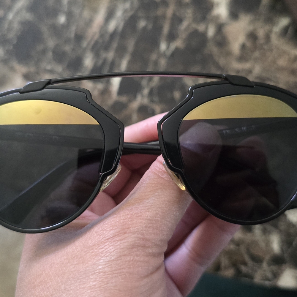 CHRISTIAN DIOR Black and Gold Sunglasses